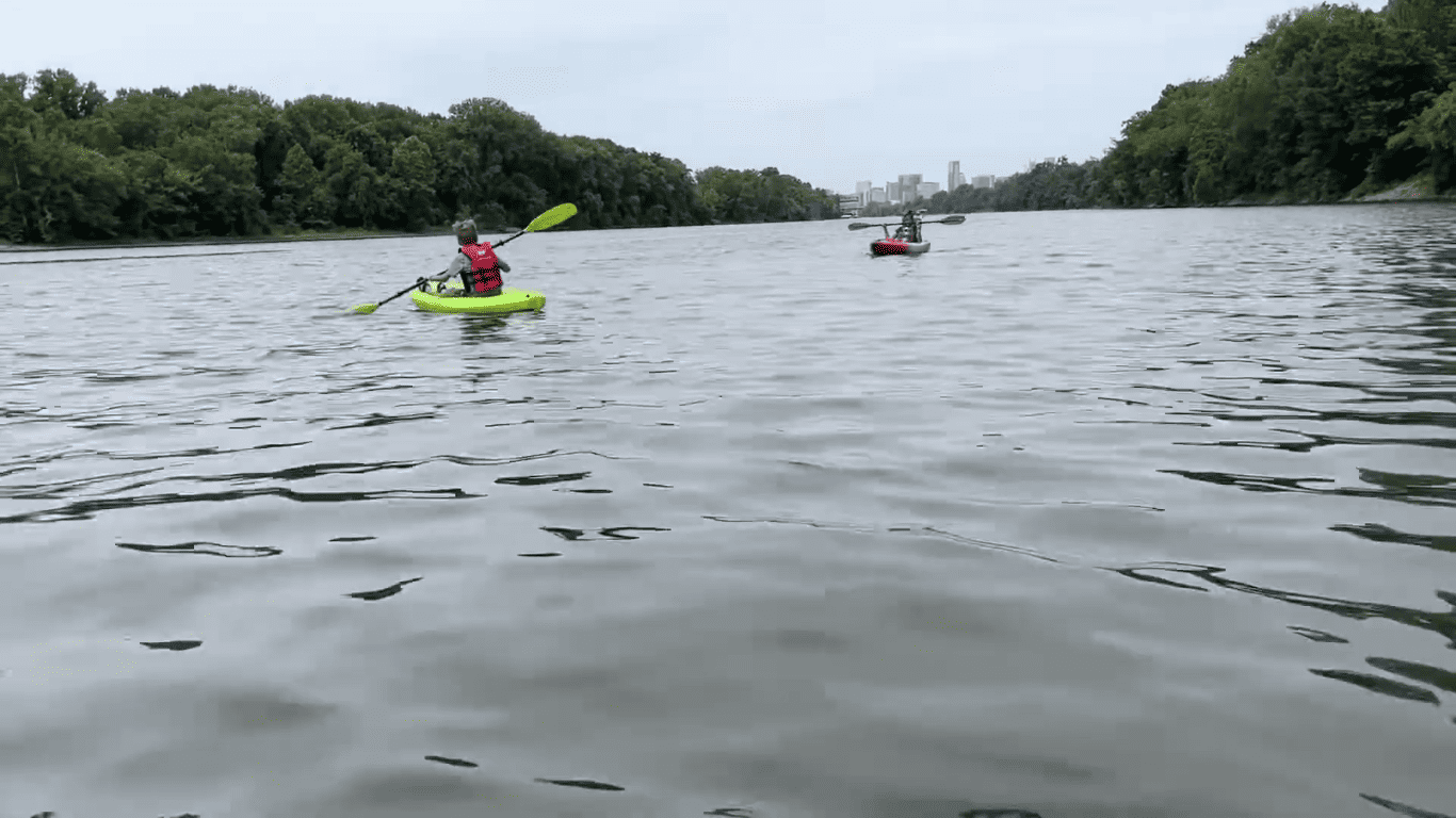Peaceful kayaking on the Cumberland River, Nashville skyline views – a best serene local outdoor escape