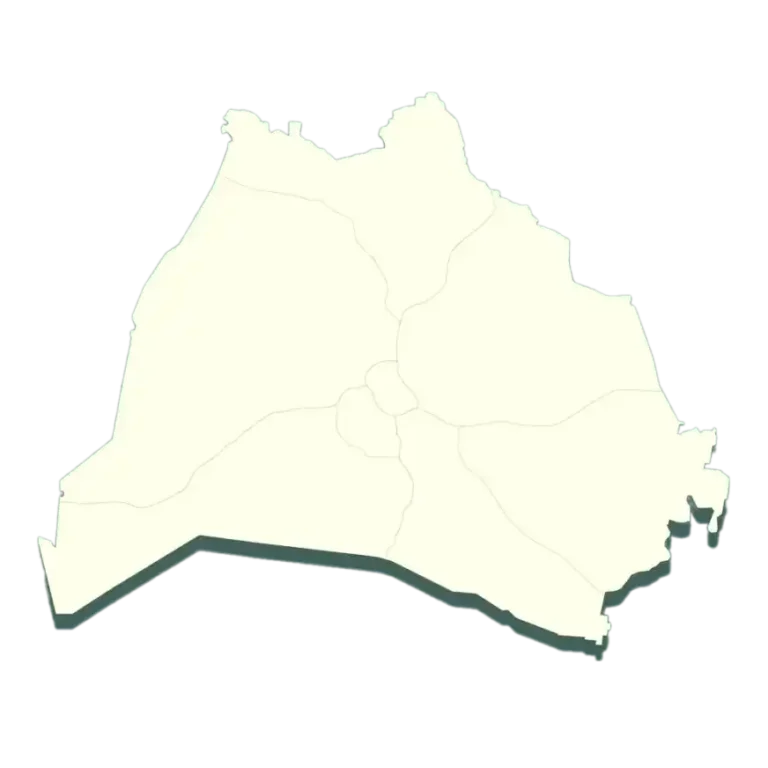 Clean vector outline map of Nashville, Tennessee showing the city boundaries in simple geometric lines on white background