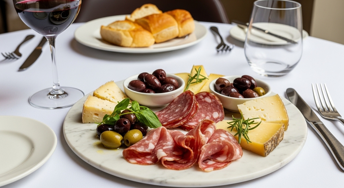 Artisanal handcrafted charcuterie board with wine representing best restaurants in vibrant Nashville downtown appetizer selection