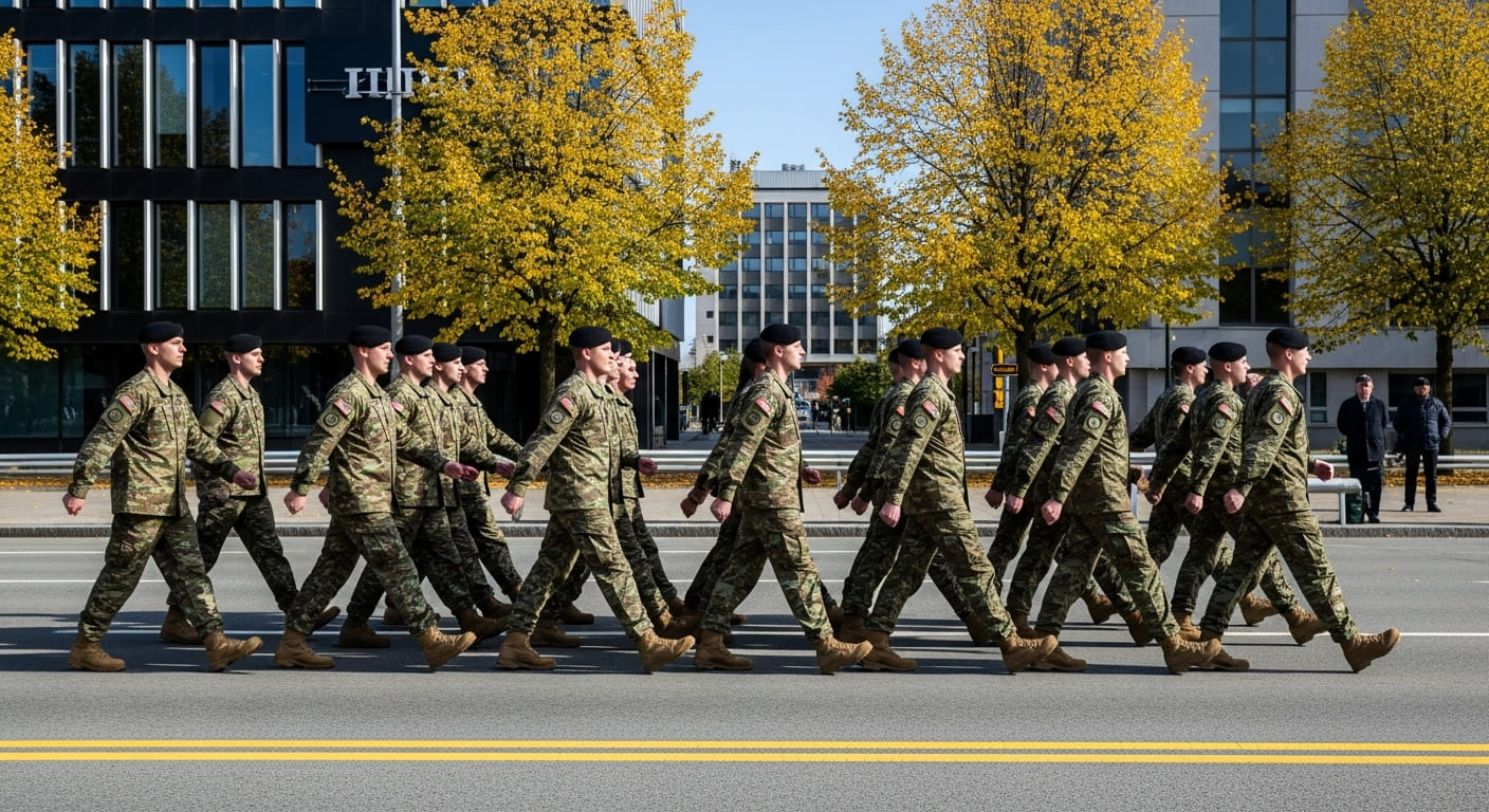Military personnel marching in Veterans Day parade, one of the patriotic things to do in Nashville in November