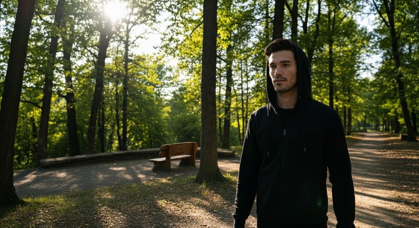 Avery at Warner Park Nashville wearing black zipper, taking peaceful evening walk at this beautiful scenic overlook point