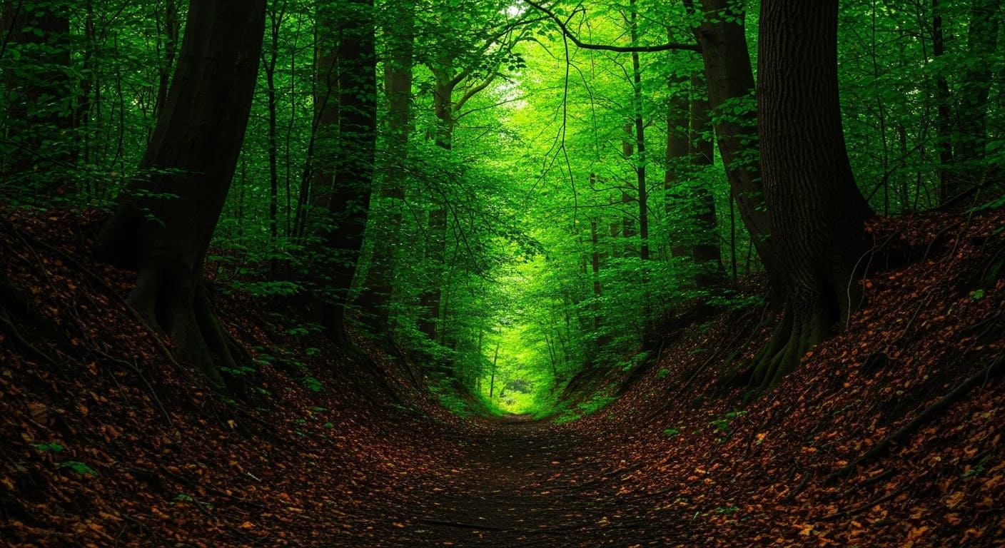 Shaded forest corridor along Natchez Trace Parkway, a peaceful scenic route runners love for distance running.