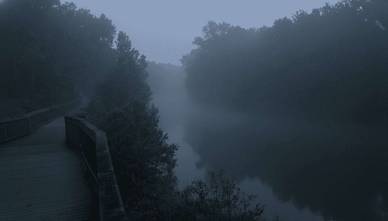 Nashville running routes on the Stones River Greenway feature scenic miles and peaceful river views through fog.