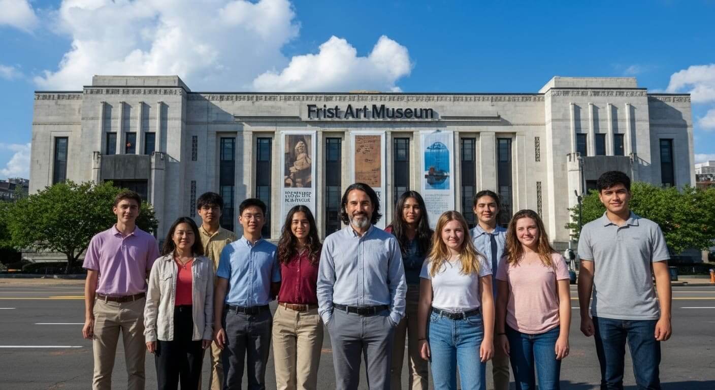 Diverse high school students visit Frist Art Museum for educational tour in Nashville with Experienced guide