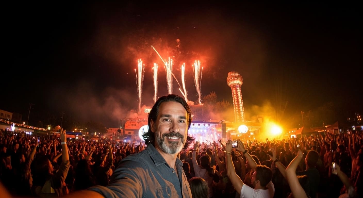 Fireworks exploding behind Sunsphere tower create Tennessee bucket list ideas for adventure seekers celebrating New Year