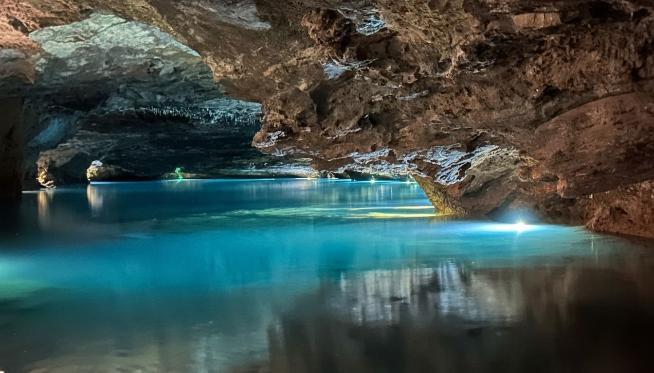 Turquoise underground waters at The Lost Sea as a popular bucket list worthy spot in the Volunteer State