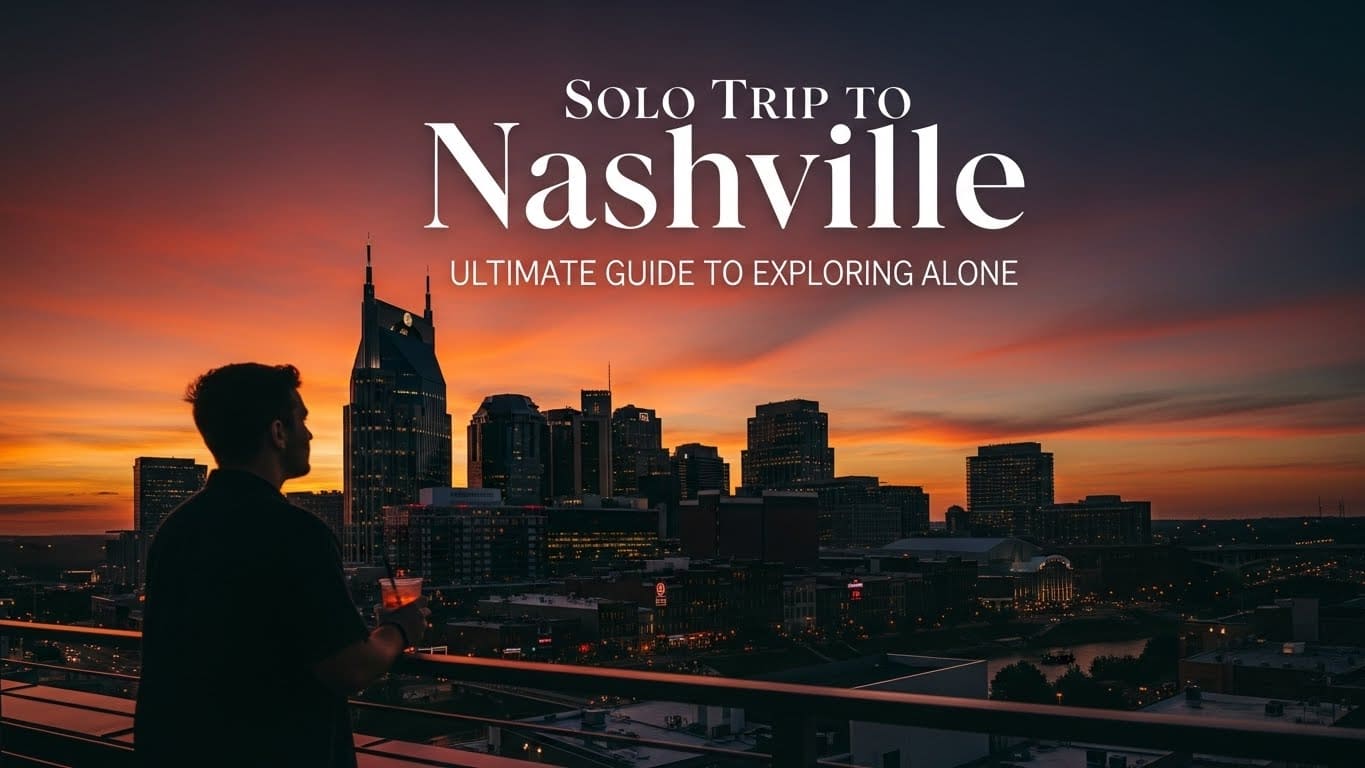Person enjoying sunset skyline view during their solo trip to Nashville, perfect for independent travelers exploring Music City