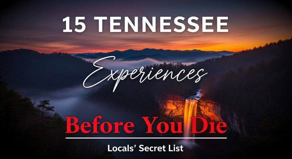 Misty waterfall glowing at sunset represents dream Tennessee destinations for your travel list worth checking off