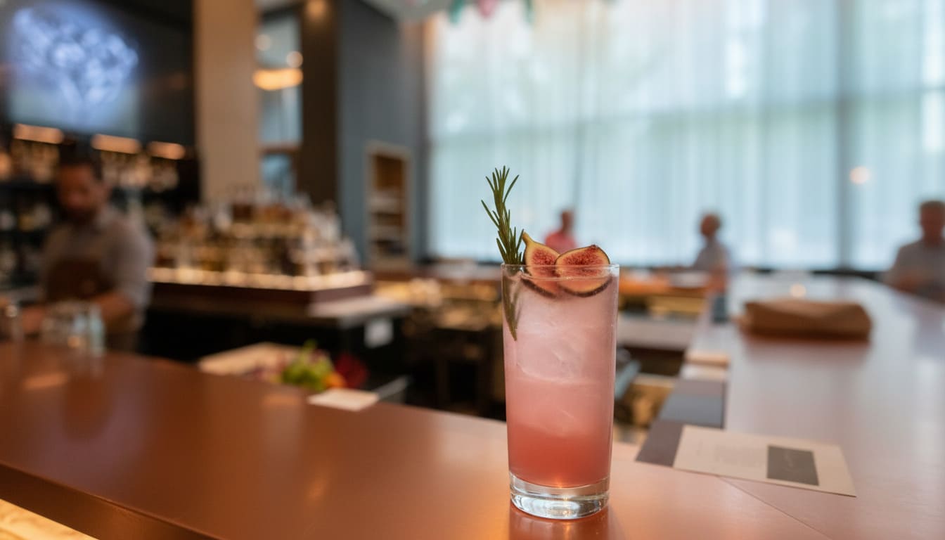At The Joseph Nashville, a pink fig mocktail with rosemary garnish reflects elevated NA cocktail craftsmanship