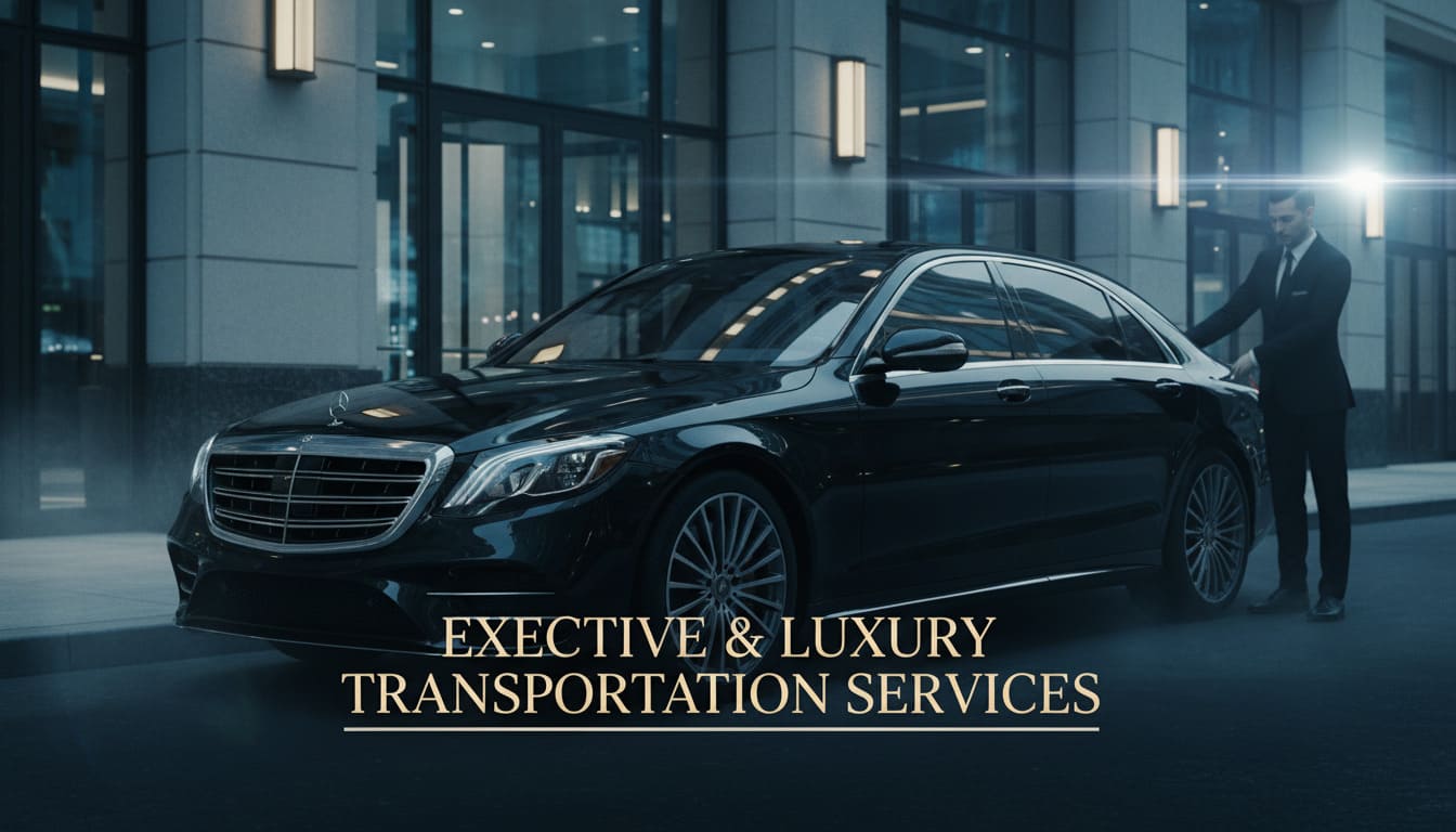 Best private car Taxi service Nashville chauffeur opens Mercedes door at luxury hotel entrance for executive clients