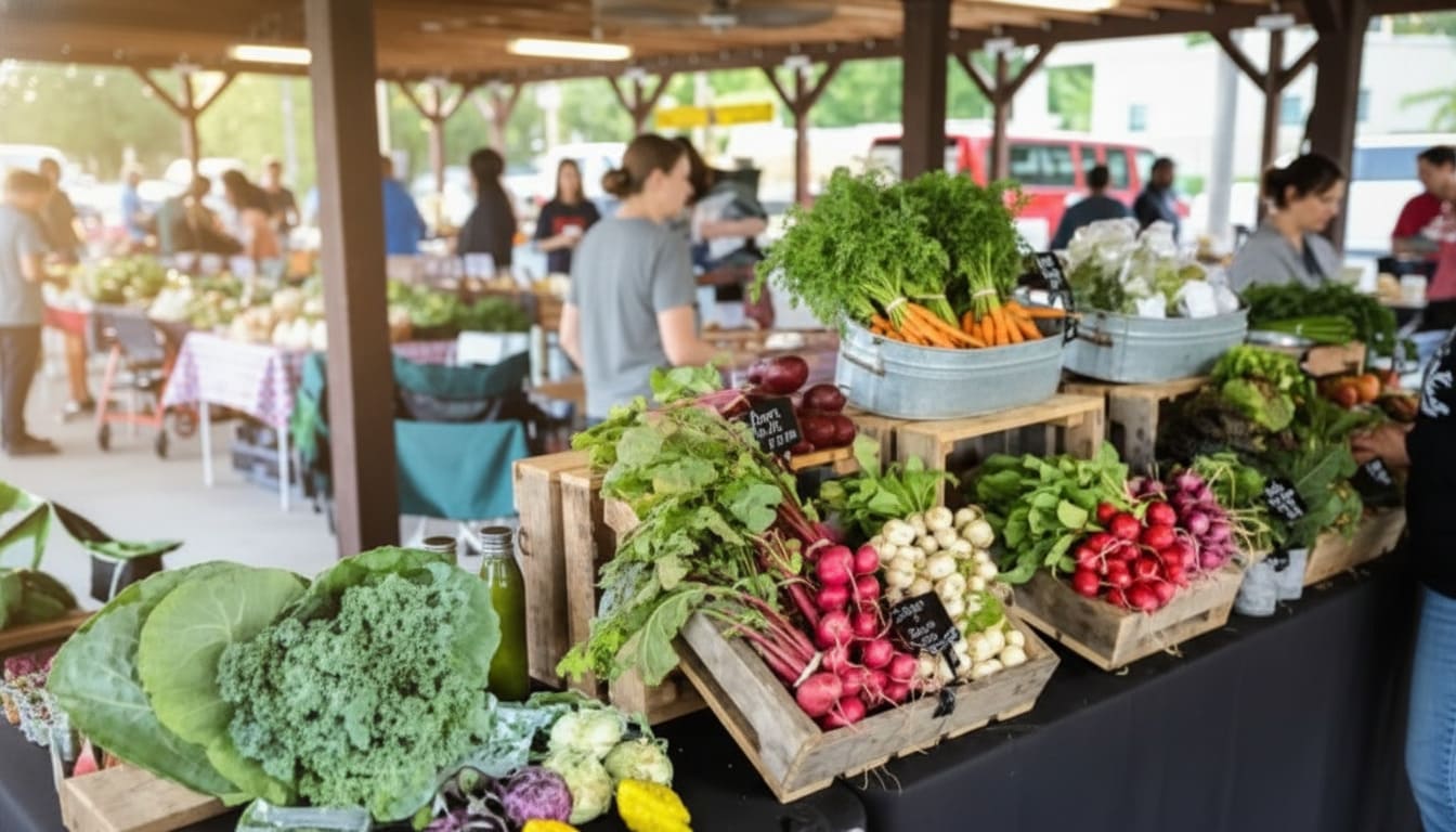 Columbia Riverwalk showcases rustic displays as one of Nashville community farmers market picks for organic food