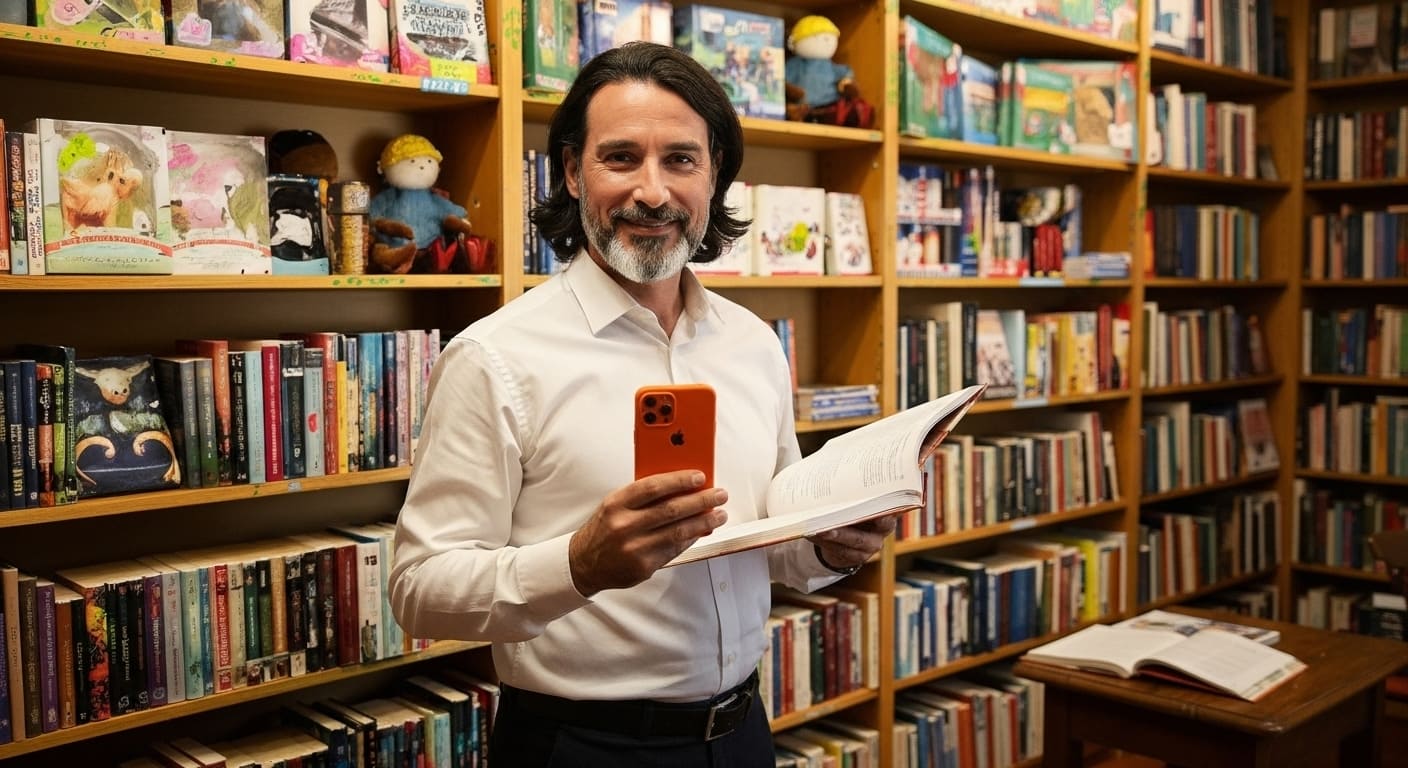 Ethan explores Fairytale bookshop Nashville browsing kids books and story collections perfect for young readers in nsahville