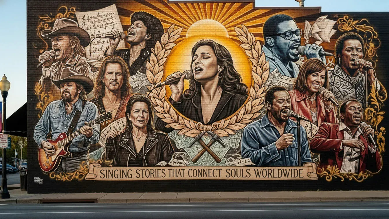 Street mural celebrates diverse singers proving Nashville not only for country singers but welcomes all music genres equally