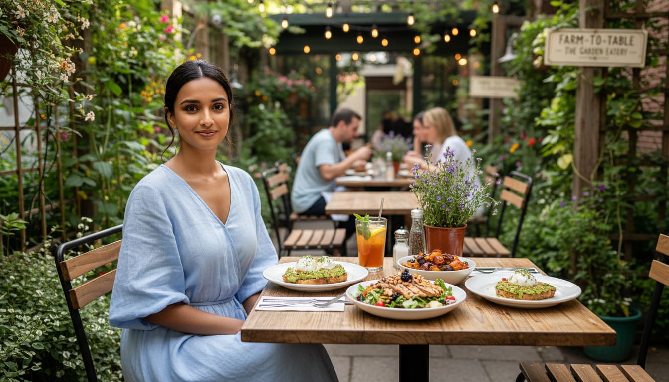 Priya highlights farm to table Nashville restaurants serving seasonal plates on patios lit with string lights